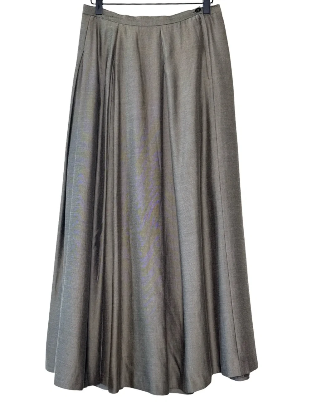 baba‎ Gray Textured Pleated Midi Skirt A-Line Workwear Lined US 12